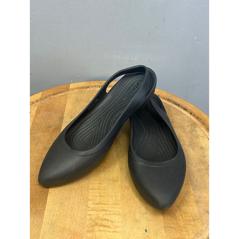 Crocs Slingback Flats Women Size 9 Black Serena Pointed Toe Iconic Comfort